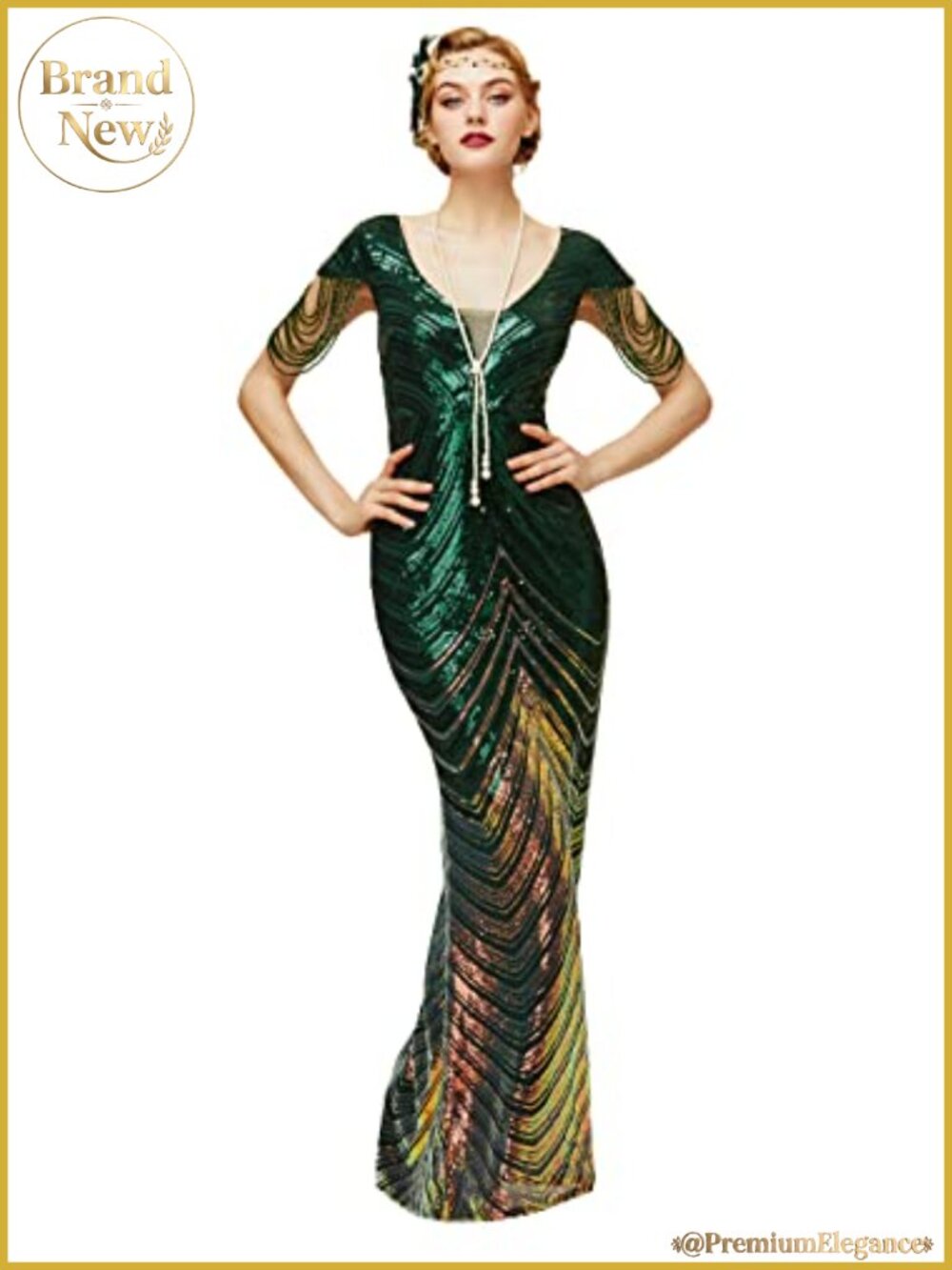 Mermaid Sequin Gown Bodycon Maxi Prom Dress V Neck Evening Party